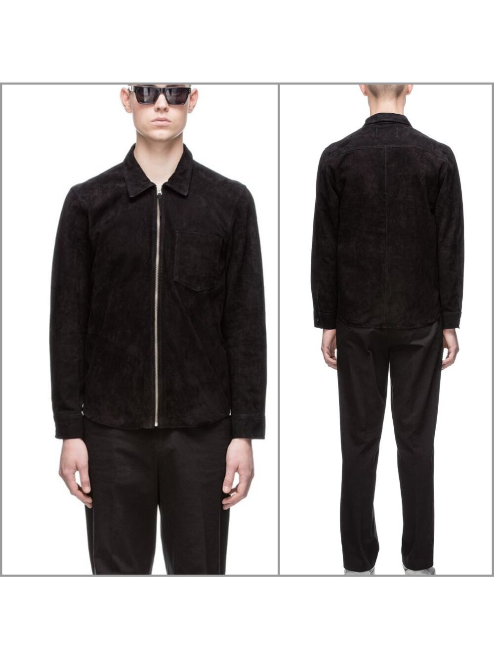 OUR LEGACY Black Suede Zip Up Shirt Jacket Size 48 $875